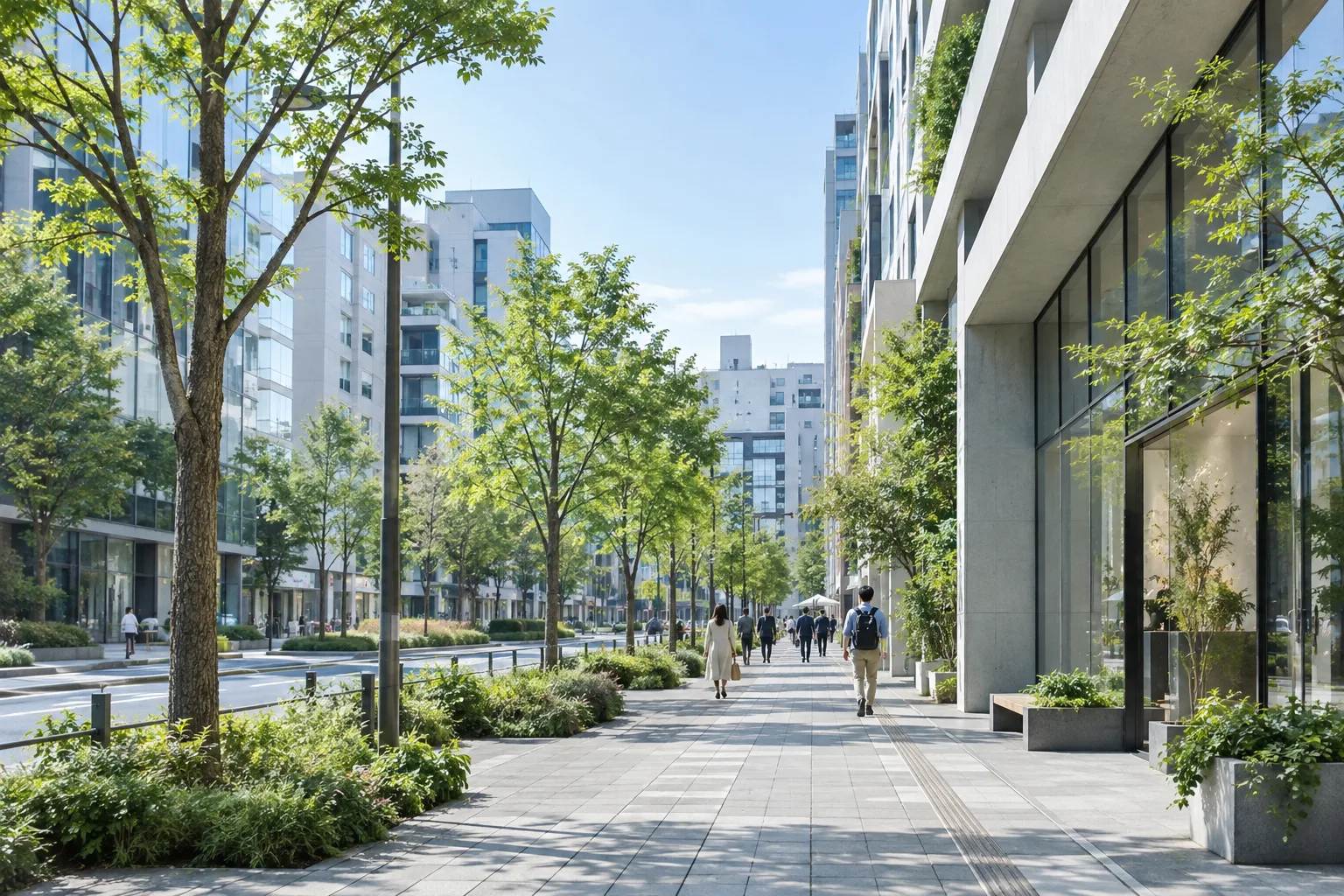 街の交差点を歩く人々のイメージ